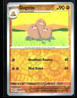 2023 Scarlet & Violet - 151 Dugtrio #51 Reverse Holo Pokemon Card - Image 1