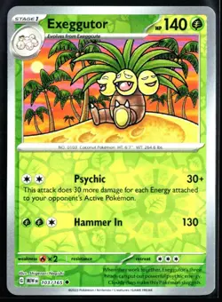 2023 Scarlet & Violet - 151 Exeggutor #103 Reverse Holo Pokemon Card - Image 1