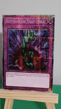 2025 Yugioh Bottomless Trap Hole Trap Card MP25-EN018 Prismatic Secret Rare - Image 2