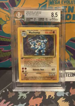 BGS 8.5 Machamp 1st Edition Holo Rare Pokemon 1999 Base Set 8/102 Sub Grades - Image 1