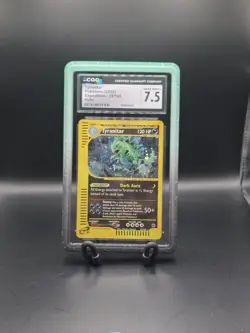 2002 POKEMON EXPEDITION #29 TYRANITAR-HOLO CGC 7.5 Spine SWIRL - Image 1