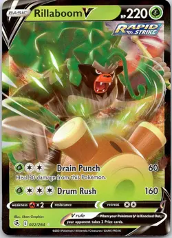 Pokemon Rillaboom V 22/264 Fusion Strike Rare Holo V Holo NM TCG - Image 1