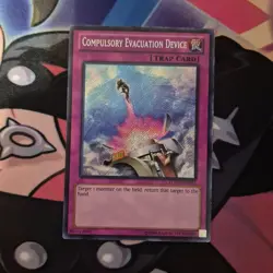 Yugioh TCG Compulsary Evacuation Device LCYW-EN291 2013 Unlim Secret Rare - MP - Image 1