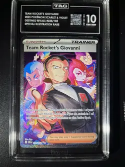 Pokemon TCG Destined Rivals Team Rockets Giovanni Card 238/182 Graded TAG 10 - Image 1