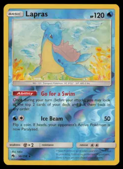 Lapras 56/214 Rare Lost Thunder Pokemon Reverse Holo Near Mint - Image 1