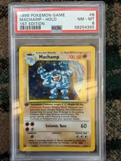 1999 Pokemon Game Machamp #8 Holo 1st Edition 8/102 PSA 8 - Image 1