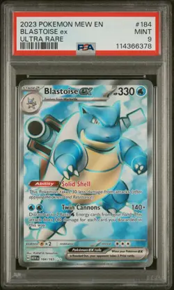 2023 POKEMON MEW EN-151 ULTRA RARE #184 BLASTOISE EX PSA 9 - Image 1