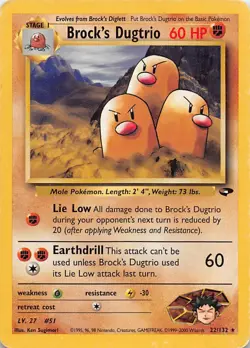 Brock's Dugtrio 22/132 Rare Gym Challenge Pokemon Unlimited Heavily Played - Image 1
