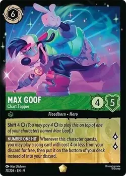 MAX GOOF - Chart Topper Legendary #77/204 EN 9 Disney Lorcana FABLED - Non-Foil - Image 1