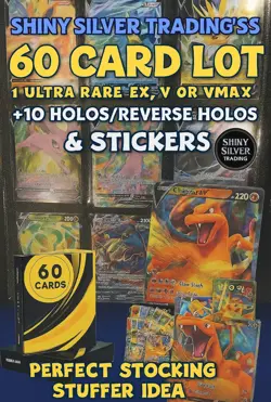 Pokemon Card Lot 60 OFFICIAL TCG Cards + Ultra Rare | VMAX GX EX VSTAR OR V! - Image 1