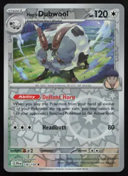 Hop's Dubwool 136/159 Rare Journey Together Pokemon Reverse Holo Near Mint - Image 1