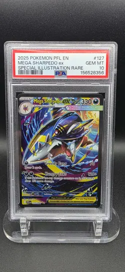 2025 Pokemon PFL Mega Sharpedo ex Special Illustration Rare #127/094 PSA 10 - Image 1