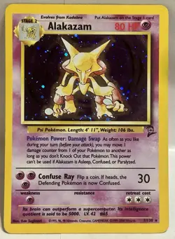 Alakazam 1/130 Holo Rare Base Set 2 Vintage WoTC Pokemon TCG - Image 1