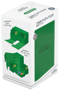 Ultimate Guard Twin Flip n Tray Green 160+ Monocolor Deck Case Card Box Xenoskin - Image 1
