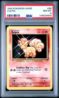 1999 POKEMON BASE SET #68 VULPIX NEAR MINT PSA 8 - Image 1
