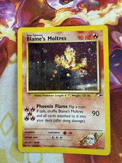Blaine's Moltres 1/132 Holo R Gym Heroes PokemonWOTC 2000 EN MP - Image 2