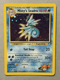 Pokemon TCG Misty's Seadra 9/132 Gym Heroes Holo Prerelease 2000 - Image 1