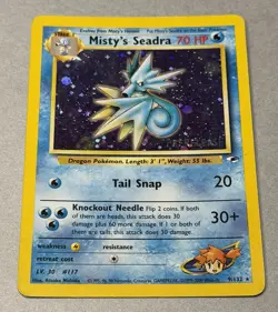 Pokemon TCG Misty's Seadra 9/132 Gym Heroes Holo Prerelease 2000 - Image 2