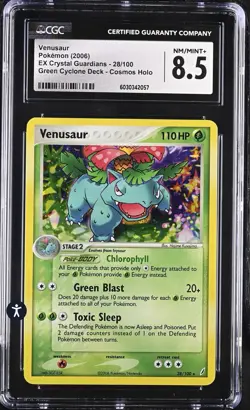 Pokemon EX Crystal Guardians 28/100 Venusaur Cosmos Holo Rare CGC 8.5 NM/MINT+ - Image 2