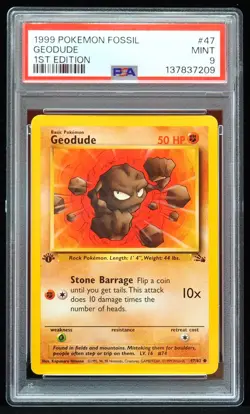 1999 Geodude #47/62 Fossil PSA 9 Pokemon Card - Image 1