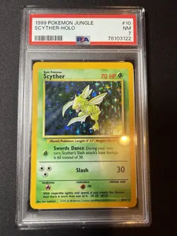PSA 7 NM Scyther Jungle Holo 1999 10/64 Holo Rare Vintage Graded Pokemon Card - Image 1