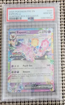 2025 POKEMON PRE EN-PRISMATIC EVOLUTIONS SURPRISE BOX EXCLUSIVE ESPEON EX PSA 10 - Image 2