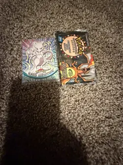 Pokemon Topps Series 3 Mewtwo #151 + Charizard Pack Wrapper (Empty) - Image 1