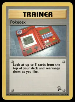 Pokedex 115/130 Uncommon Base Set 2 Pokemon Moderately Played - Image 1