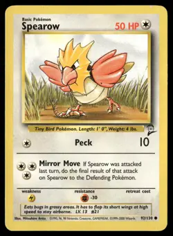 Spearow 92/130 Common Base Set 2 Pokemon Lightly Played - Image 1