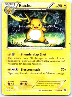 Raichu 49/162 Rare BREAKthrough Pokemon Damaged - Image 1