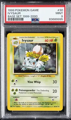1999 POKEMON GAME BASE SET 1999-2000 #30 IVYSAUR PSA 9 - Image 1