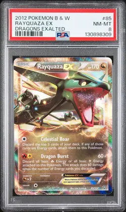2012 POKEMON BLACK & WHITE DRAGONS EXALTED #85 RAYQUAZA EX PSA 8 - Image 1
