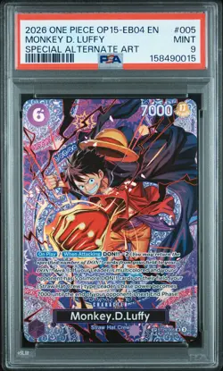 Monkey D Luffy 2026 One Piece Op15-Eb04 Alternate Art psa 9 - Image 1