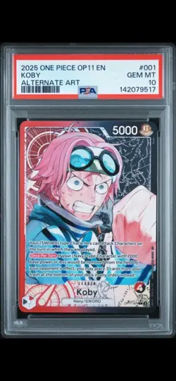 2025 ONE PIECE OP11-A FIST OF DIVINE SPEED #001 KOBY ALTERNATE ART - Image 1