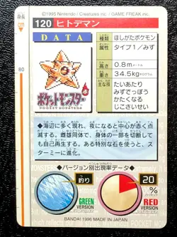 Staryu 120 Pokemon Card Carddass 1996 RED Nintendo BANDAI Japanese Japan - Image 2