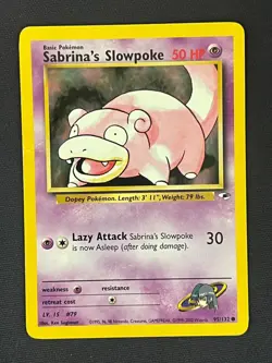Sabrinas Slowpoke #95/132 Unlimited Vintage Pokemon TCG Card hp - Image 1