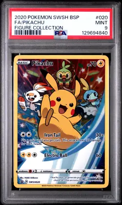 2020 POKEMON SWSH BLACK STAR PROMO FIGURE COLL #020 FULL ART/PIKACHU PSA 9 - Image 1