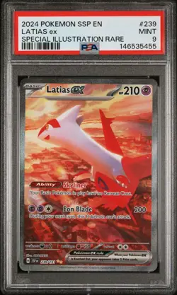 2024 Pokemon SSP Surging Sparks Latias EX Special Illustration Rare PSA 9 #239 - Image 1
