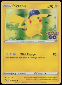 Pikachu 028/078 NM Pokemon GO Rare Holo Pokemon - Image 1