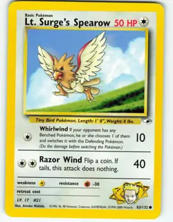 Lt. Surge's Spearow - 83/132 Gym Heroes - Pokemon TCG - 2000 - Image 1
