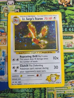 Pokemon TCG Lt. Surge's Fearow Holo Rare Gym Heroes Lp/ Mp Swirl - Image 1