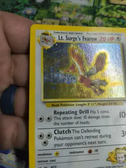 Pokemon TCG Lt. Surge's Fearow Holo Rare Gym Heroes Lp/ Mp Swirl - Image 2