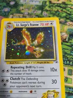 Pokemon TCG Lt. Surge's Fearow Holo Rare Gym Heroes Lp/ Mp Swirl - Image 3