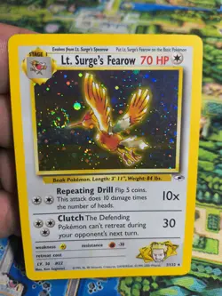 Pokemon TCG Lt. Surge's Fearow Holo Rare Gym Heroes Lp/ Mp Swirl - Image 4