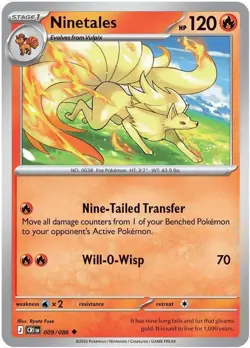 x4 Ninetales - 009/086 - Uncommon - Reverse Holo Pokemon ME04 Chaos Rising M/NM - Image 1