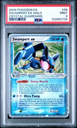 2006 POKEMON EX CRYSTAL GUARDIANS #98 SWAMPERT EX-HOLO PSA 9 - Image 1