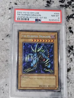 Yu-Gi-Oh! Tri-Horned Dragon LOB-000 Secret Rare GLOSSY 1st Edition PSA 8 - Image 3
