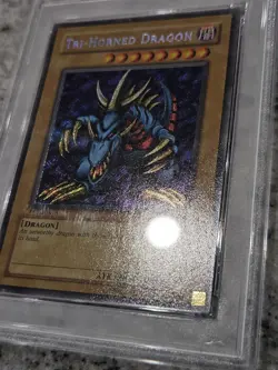 Yu-Gi-Oh! Tri-Horned Dragon LOB-000 Secret Rare GLOSSY 1st Edition PSA 8 - Image 4