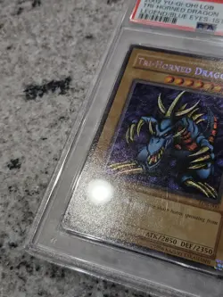 Yu-Gi-Oh! Tri-Horned Dragon LOB-000 Secret Rare GLOSSY 1st Edition PSA 8 - Image 5