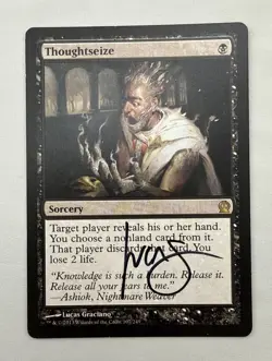 Thoughtseize x1 MTG Theros 1x Magic Signed Excellent Light Play EX LP - Image 1